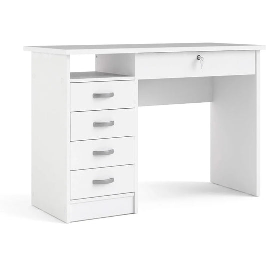 Desk with 5 Drawers, White