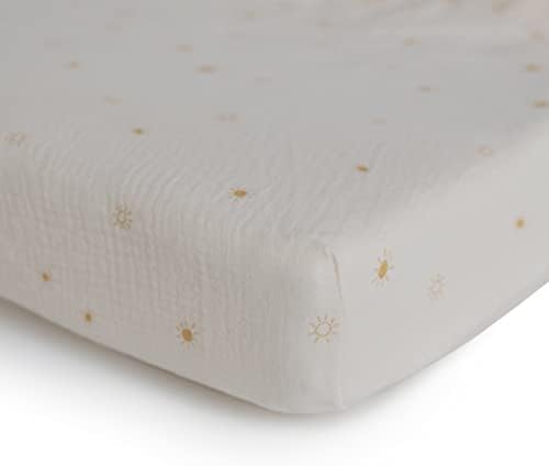Mushie Extra Soft Muslin Mini Crib Sheet - Sun 1