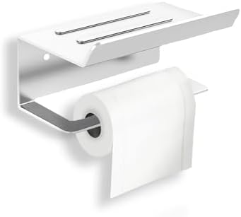 White Smooth Toilet Paper Holder with Adhesive Mount