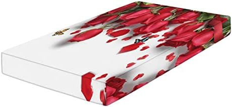 XISUNYA Red Roses Heart Shape Crib Sheet Set 28x52