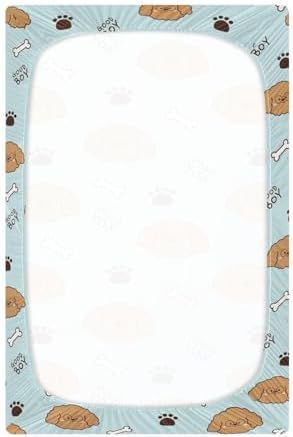 Fitted Crib Sheets with Cute Dog Bone Pattern for Baby Toddler 1
