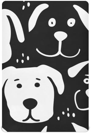 ALAZA Black White Dog Animals Crib Sheets for Girls and Boys