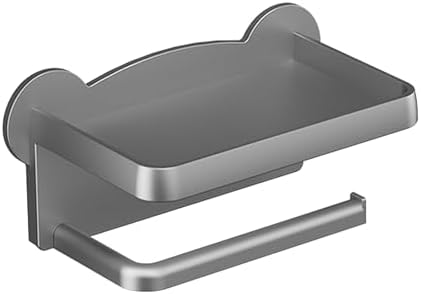 Toilet Paper Holder with Phone Shelf - No Drilling Wall Mount Modern Design