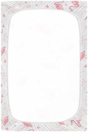 KICPOAY Flamingo Hearts Pink Crib Sheets Playard Sheets for Baby