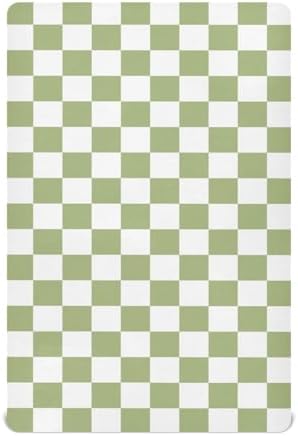 KICPOAY Fitted Crib Sheets Light Green Checkerboard