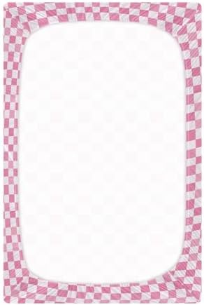 KICPOAY Light Pink Checkered Crib Sheets