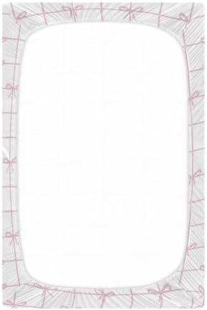 Pink Checkered Bow Ribbon Crib Sheets for Baby Toddler