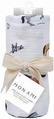 MON AMI Chantilly Cotton Muslin Swaddle Blanket 47 1