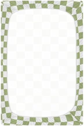 KICPOAY Fitted Crib Sheets Light Green Checkerboard