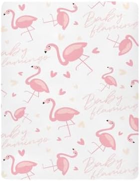 KICPOAY Flamingo Hearts Pink Crib Sheets Playard Sheets for Baby