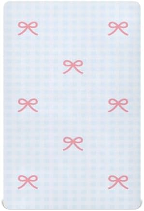 KICPOAY Fitted Crib Sheets with Blue Checkered and Pink Bows