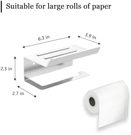 White Smooth Toilet Paper Holder with Adhesive Mount