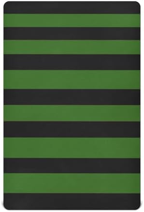 KICPOAY Green Black Stripes Crib Sheets Stretchy Playard Sheets for Baby Toddler