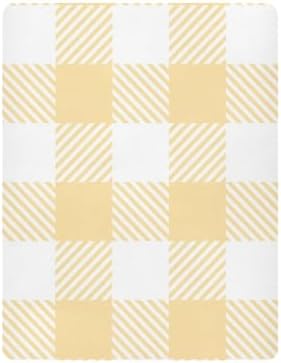 Joisal Vichy Check Yellow Plaid Crib Sheets for Baby Girl