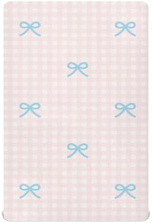 Pink Checkered Blue Crib Sheets for Baby Toddler