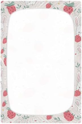 ALAZA Rabbit Strawberry Forest Crib Sheet for Girls and Boys
