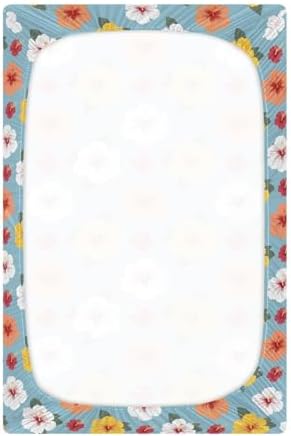 MNSRUU Crib Sheets for Boys Girls Blue Hibiscus Flowers Fitted Bedding