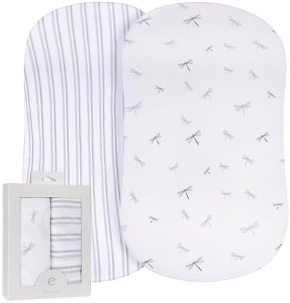 Elys Co Bassinet Sheets 2 Pack Blue Dragonflies Stripes