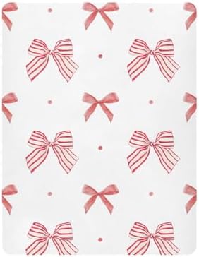 KICPOAY Red Stripe Coquette Bow Dots Crib Sheets