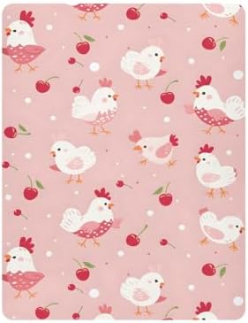 ALAZA Chicken Cherry Pink Crib Sheets for Soft Baby Bedding