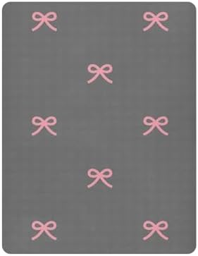 KICPOAY Fitted Crib Sheets with Grey Checkered and Pink Bows