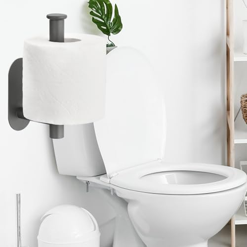 Kinbrace Self-Adhesive Stainless Steel Toilet Paper Holder Modern Grey No Drilling Required