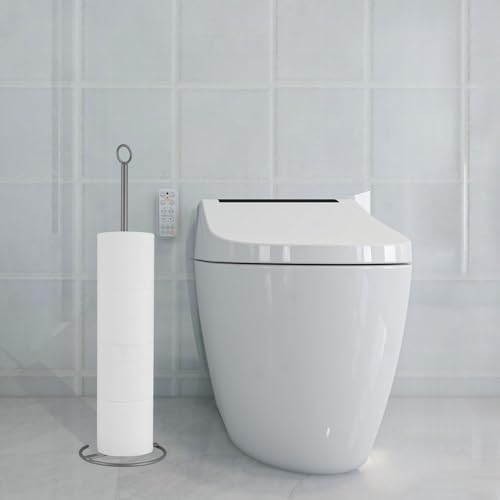 Eolax Toilet Paper Holder Stand 4-Roll Capacity All Metal Gray