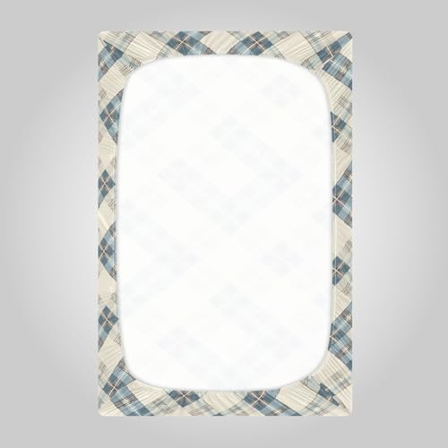 Wassud Pastel Blue Plaid Crib Sheets Set for Boys and Girls