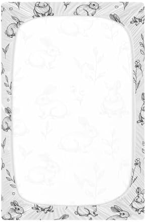 ALAZA Rabbit Black White Graffiti Crib Sheet for Boys and Girls