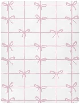 Pink Checkered Bow Ribbon Crib Sheets for Baby Toddler