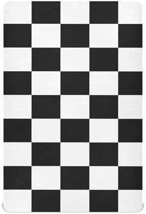 JIPONI Simple Checked Crib Sheet - Breathable Playard Toddler Mattress Cover