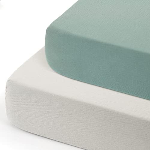 GRSSDER 100 Cotton Muslin Crib Sheets 2 Pack