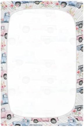 ALAZA Baby Crib Sheets White Background with Flowers Pattern