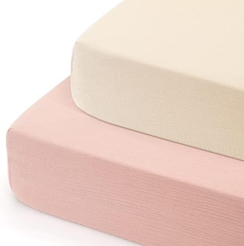 GRSSDER Soft Muslin Crib Sheets 2 Pack 100 Cotton for Babies