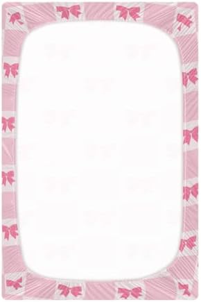 Y2K Checkered Crib Sheets with Pink Bows and Ribbons