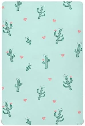 Cactus and Hearts Crib Sheets for Baby Toddler 1