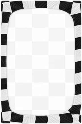 JIPONI Simple Checked Crib Sheet - Breathable Playard Toddler Mattress Cover