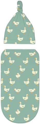 Muishi Kawaii White Goose Swaddle Blanket Beanie Set