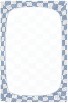 VIGTRO Blue and White Check Crib Sheets for Boys Girls