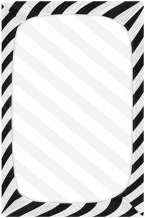 KICPOAY Black and White Diagonal Crib Sheets Stretchy Playard Sheets for Baby