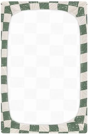 Light Green Checkerboard Doodle Fitted Crib Sheets for Baby