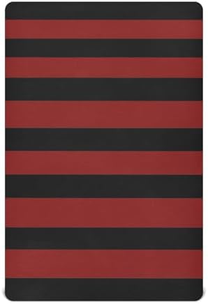 KICPOAY Red and Black Stripes Crib Sheet for Baby