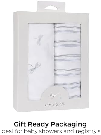 Elys Co Bassinet Sheets 2 Pack Blue Dragonflies Stripes