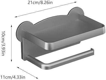 Toilet Paper Holder with Phone Shelf - No Drilling Wall Mount Modern Design