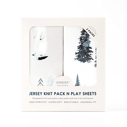 GRSSDER Stretch Jersey Crib Sheets Set 2 Pack Wild Forest Mongooses Design