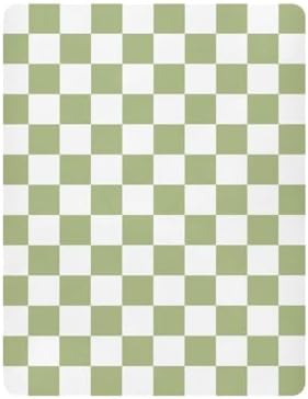 KICPOAY Fitted Crib Sheets Light Green Checkerboard