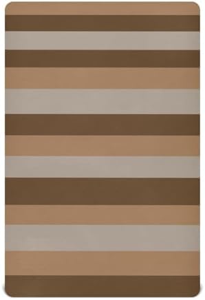 KICPOAY Dark Light Brown Stripes Crib Sheets Playard Sheets for Baby Toddler