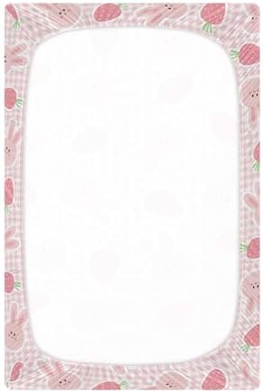 KICPOAY Fitted Crib Sheets with Strawberry Rabbit Pattern