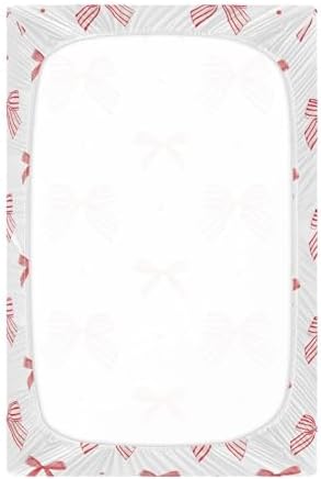 KICPOAY Red Stripe Coquette Bow Dots Crib Sheets