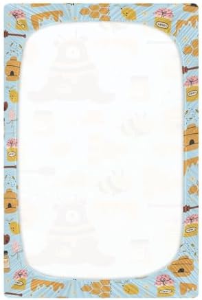KICPOAY Fitted Crib Sheets with Bees and Bear Pattern